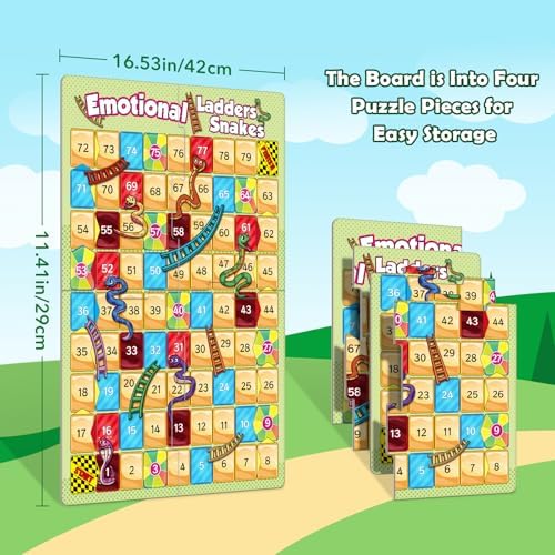 Broytain Emotional Board Games for Kids,Ladders and Snakes Board Game,Learning Resources,Social Skills Emotional Regulation Toys for Toddlers,Classroom Travel Indoor Outdoor Family Games - Image 2