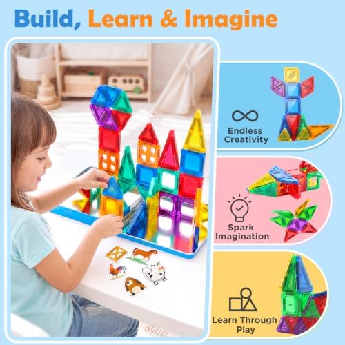 URMYWO Magnetic Building Tiles, Magnetic 3D Blocks Construction Playboards - Image 3