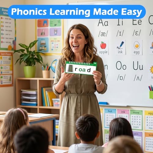 40 Phonics Flash Cards, Word Family Build Book, Read & Rhyme Flip Books for Kids, Learn to Read Activity Books with Sight Words, Alphabet & Vowel Learning Games for Preschool Kindergarten Homeschool - Image 6