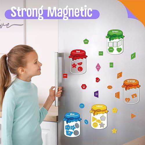 12 Pieces Magnetic Color Sorting Toys, 60 Color & Shape Magnets, Early Educational Sorting Set for Refrigerator Whiteboard Baby Toddlers Kids - Image 6