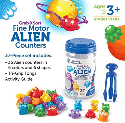 Learning Resources Grab & Sort Fine Motor Alien Counters - 37 Pieces, Ages 3+ Toddler Learning Toys, Math Counters for Kids, STEM Toys for Kids, Preschool Must Haves, Math Manipulatives - Image 6