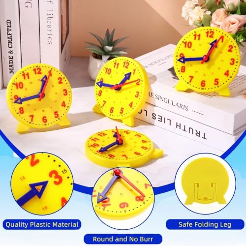 Batiyeer 24 Pcs Teaching Clock Kit for Kids to Tell Time 4'',Yellow (Pack of 2) - Image 3