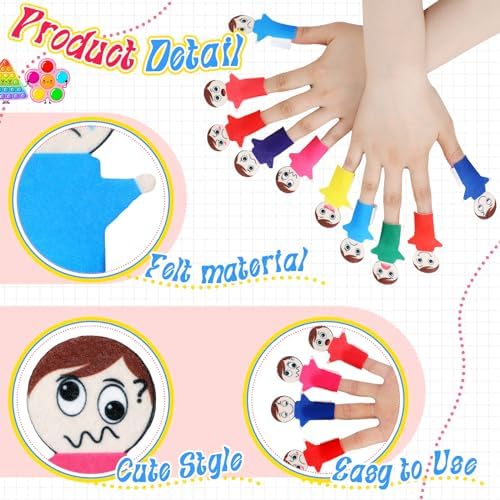 40 Pcs Feeling Finger Puppets Hand Puppets Counselor Gifts Social Emotional Learning Activities with 10 Expression Felt Finger Puppets for Autistic People - Image 3