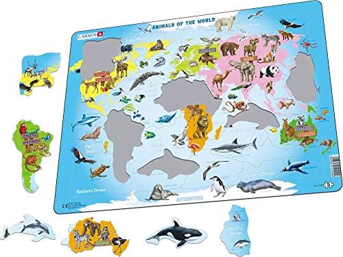 Larsen Puzzles Animals of the World Map 28 Piece Children's Educational Jigsaw Puzzle - Image 2