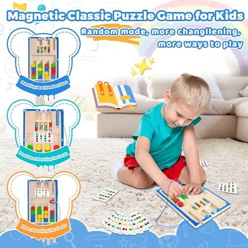 FCSONU Wooden Magnetic Color Matching Puzzle Board Toys for Toddlers 2-4 - Image 2