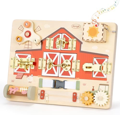 Joyreal Wooden Montessori Busy Board with Music Box for Toddlers by Joyreal