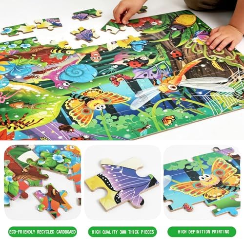 100 Piece Puzzles for Kids Ages 4-6 – Floor Kids Puzzles Ages 6-8 Year Old – Toy for Learning Forest Bugs for 8-10 yo – Jigsaw Toddler Game for Boy and Girl Age5-8 - Image 2