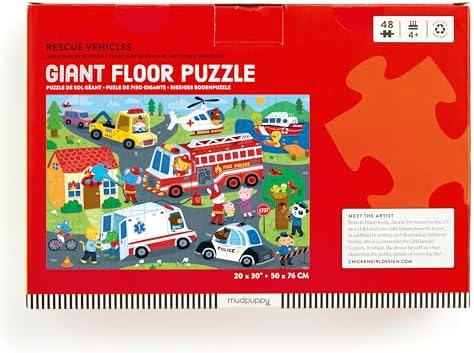 Mudpuppy - Rescue Vehicles 48 Piece Giant Floor Puzzle for Kids - Image 2
