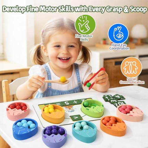 Wooden Dinosaur Egg Math Counting Game,Fine Motor Skill - Image 3