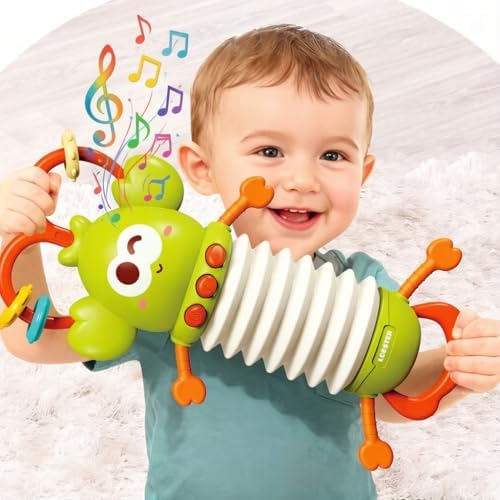 Montessori Sensory Toy, Musical Toys for Toddlers 1-3, Toddler Teething Relief, Lobster Baby Accordion Silicone Pulling Toy Rattles for Babies 6-12 Months by Unknown