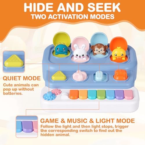 Montessori Pop Up Animal Toy for Toddlers, Mini Baby Musical Toy with Piano Keys & Lights, Interactive Cause and Effect STEM Learning Toy for Infants 6-12 Months, Birthday Gift for 1 2 3 Year Old - Image 6