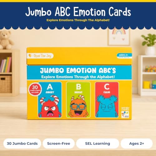 Open The Joy Jumbo ABC Emotion Cards, SEL Flashcards for Kids Ages 3+ - Image 4