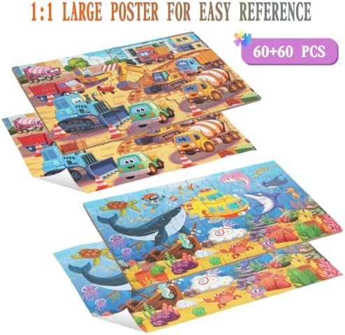Puzzles for Kids Ages 4-8, 60 Pieces Puzzles for Kids Ages 3-5 in a Metal Box Girls and Boys Learning Educational Jigsaw Puzzle Toys Gifts - Image 3
