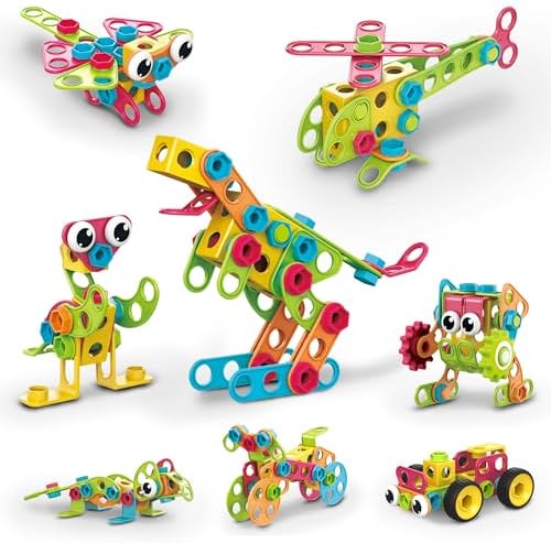 PicassoTiles STEM Learning Toys 250 Piece Building Block Kids Construction Engineering Kit Toy Blocks Children Early Education Playset w/Free IdeaBook, Power Drill, Clickable Ratchet, Age 3+ PTN250 by PicassoTiles