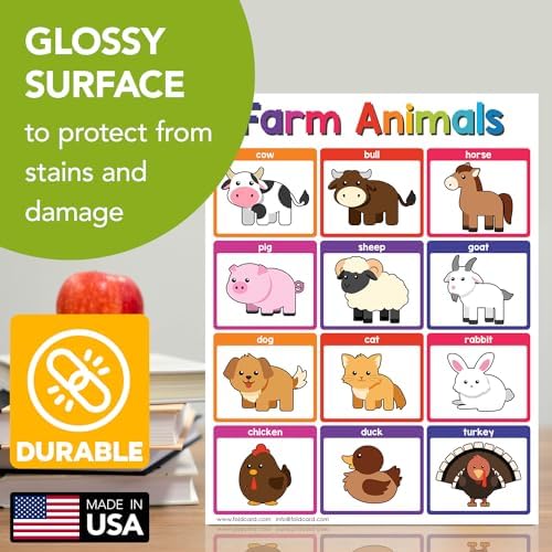 FoldCard Farm Animals Chart Educational Poster 8.5x11 5pk - Image 3