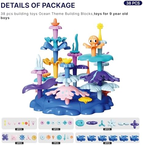 Coral Reef STEM Building Blocks, 38PCS with Octopus - Image 6