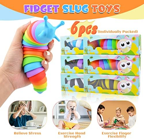 Cevioce Sensory Slug Fidget Toys - 6 Pcs Cute Autism Sensory Toys for Autistic Children & Kids Party Favors, Age 3+ - Image 4