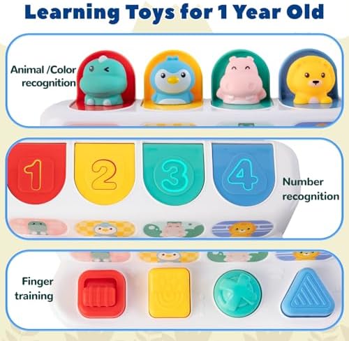 Tovol Zerky Montessori Cause & Effect Toy 12-18M, Push Button Pop Up Toy - Image 6