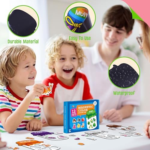 12 Pieces Magnetic Color Sorting Toys, 60 Color Magnets Educational Refrigerator Whiteboard for Baby Toddlers Kids Magnets - Image 7