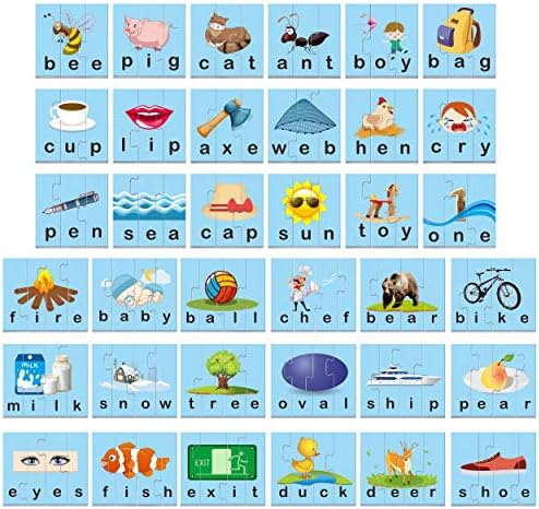 72 Word Spelling Puzzles with Error-Correction Mechanism in 3 and 4 Pieces, Perfect for Preschool Learning (36 Blocks Double Sided) - Image 4