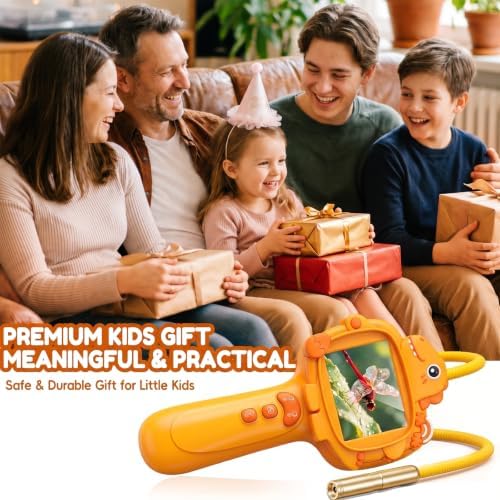 Kids Borescope Camera with Light-STEM Science Educational Toy for 3 4 5 6 7 8 Years Old Boys & Girls Birthday Gift-Discovery & Exploration Flexible Snake Scope Battery (Orange Dinosaur) - Image 7