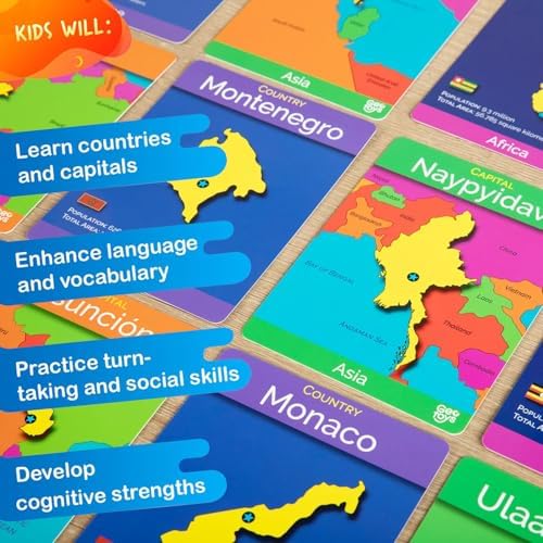 GeoToys GeoCards, World Complete Edition Flash Cards Geography Game, Countries of the World Flashcards, Kids Card Games for Families, Home, School & Travel - Fun Games for Kids Ages 4 and Up - Image 4