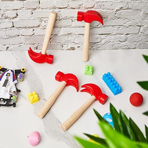 Lewtemi 8 Pcs Wooden Hammer Toys for Kids Simulation Small Tool Gift 6.5" - Image 4