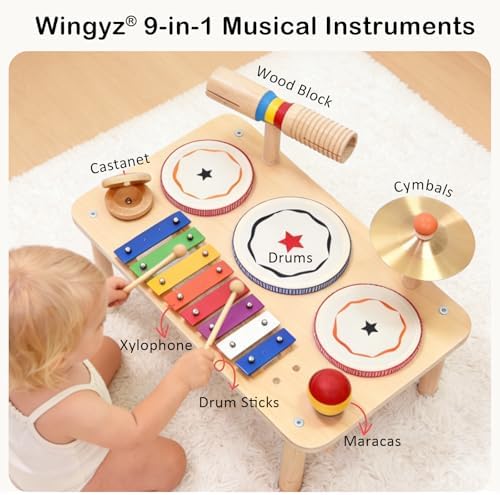 WINYGZ 9-in-1 Baby Drum Set, Low Noise Montessori Musical Instruments. - Image 2