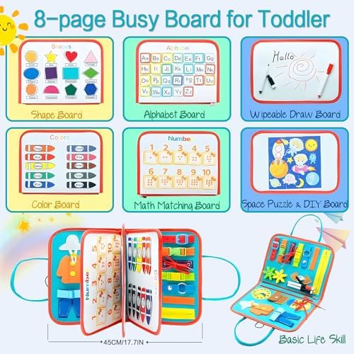 Montessori Busy Board Sensory Toddler Activity Book (Green) - Image 2