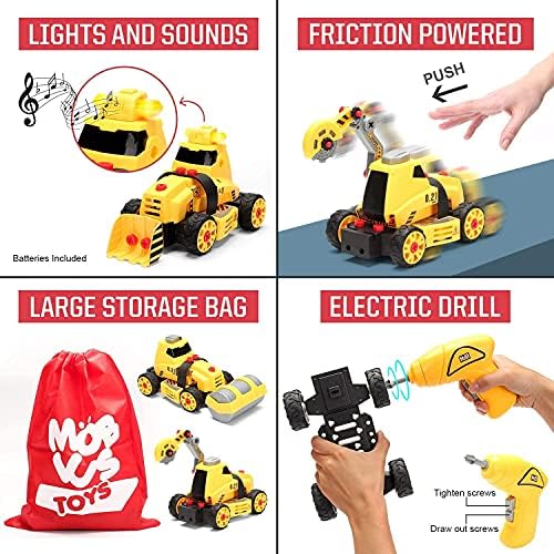 MOBIUS Toys 7-in-1 Take-Apart Truck Construction Set – STEM Building Toy w/Drill, Lights & Sounds – Buildable Dump Truck, Excavator & More - Educational Engineering Toy for Kids Ages 3–8 - Image 2