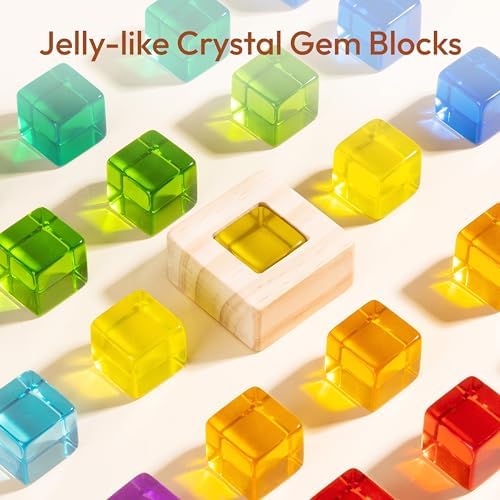 Woodtoe 47 PCS Rainbow Blocks Set, Wooden Building Blocks for Kids Ages 3-6 - Image 4