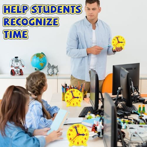 Batiyeer 24 Pcs Teaching Clock Kit for Kids to Tell Time 4'',Yellow (Pack of 2) - Image 5