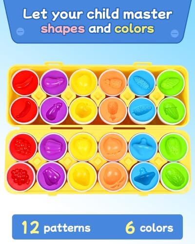Tinabless Matching Eggs, Fruit and Vegetable Matching Toy for Toddlers 1-3 - Image 2