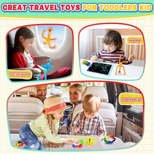 12PC Sensory Travel Toys Pack for Toddler 3 4 5 Year Old Quiet Airplane Travel Activities Essential with Icd Writing Tablet Suction Cup Color Sorting Toy for Kid ADHD Autistic Fidget Gift - Image 7