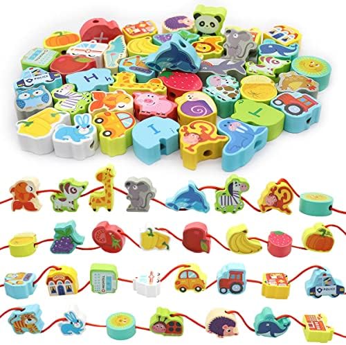 BMTOYS Wooden Lacing Beads Montessori Educationa Threading Learning Toys for 3+ Year Olds Preschool Activities Stringing Toys for Boys Girls - Image 3