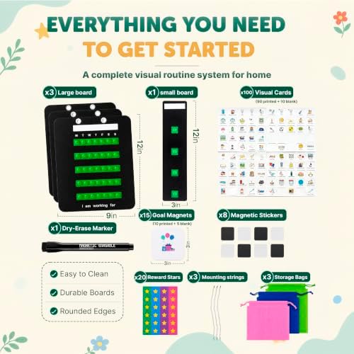 Visual Schedule for Kids, Magnetic Chore Chart & Reward System for Home, Toddler Daily Routine Board with 100 Picture Cards, Goal Magnets, Behavior Chart for Morning & Bedtime - Image 3