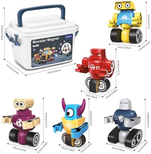 STEM Magnetic Robot Building Toys for Kids 3-5 and 4-8, 36 Pieces Transformable Stacking Robot Blocks with Storage Box, Creative Learning Christmas and Birthday Gifts for Boys Girls 3-8 - Image 2