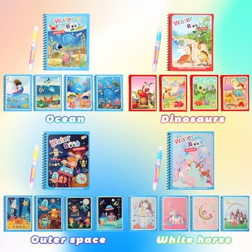 8 Pack Reusable Water Coloring Books for Toddlers, Paint with Water Books,Mess-Free Coloring Book, Portable Educational Doodle Drawing Toy, Improving Children's Imagination, Color Perception - Image 4
