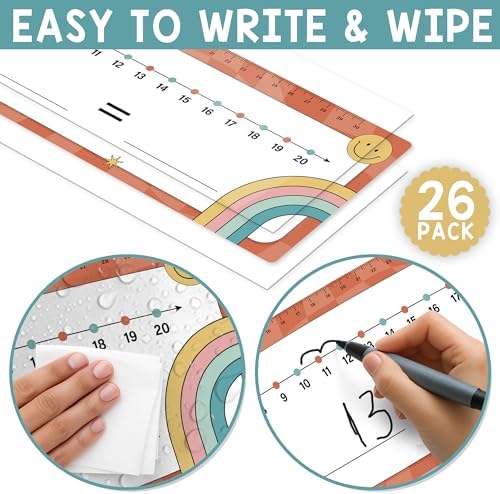 Number Line Dry Erase Boards Cards, 26 Pack 4x14 Boho Groovy - Image 5