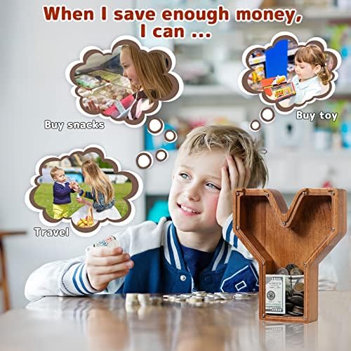 Personalized 12" Extra Large Wooden Letter Piggy Bank for Kids Boys Girls, (Laser Engraved Name) Custom Initial Letter Shape Piggy Bank, Alphabet Coin Bank Grandchildren Birthday - Image 5