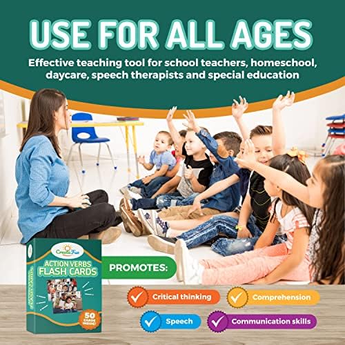 CreateFun 50 Action Verbs Flash Cards for Speech Therapy & ESL Vocabulary - Image 6