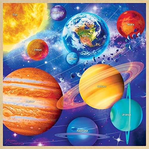 Masterpieces 48 Piece Fun Facts Jigsaw Puzzle for Kids - Solar System Wood Puzzle - 12"x12" - Image 2