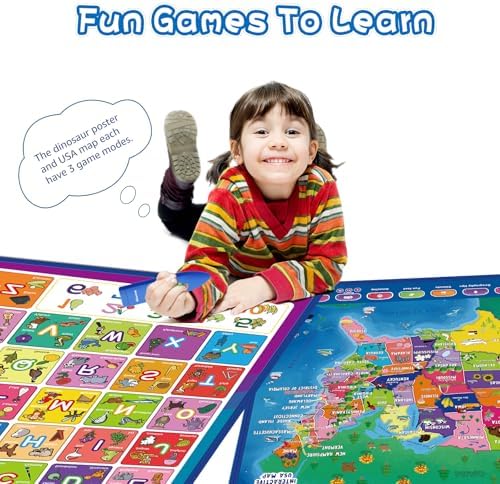 Bilingual Interactive for Kids Talking USA Map Alphabet Poster for Toddlers Learning and Educational Toys,Talking Educational Chart for Ages 3 to 12 Years Old,Learning ABC Letters for Preschool/Gift - Image 4
