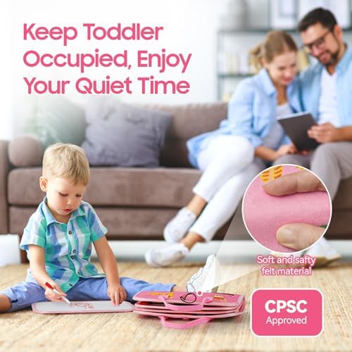 HumorPlay Busy Board Montessori Toys for 1,2,3 Year Old Girl Gifts, Sensory Educational Busy Book for Toddlers 1-3 Age, Christmas Birthday Gift for 1-2 Year Old Girl Toys - Image 3