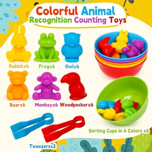 Color Sorting Toys for Kids,Counting Animals Matching Games Montessori Educational Preschol Learning Activities Sensory Traning Toys Gift for 3+ Year Old Boys Girls - Image 6