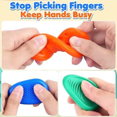 Fidget Toys Sensory Stone for Kids: 6 Pack Textured Soft Worry Stone for Autism Kids Calming - Fidget Stress Toys for Students Stress Relief - Small Prizes Fidget Toys - Image 3