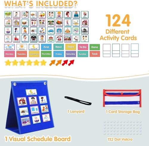 ALSLEA Visual Schedule for Kids with Autism Chore Chart for Toddler Planning Board Daily Routine Chart Autism Learning Materials Classroom, Home Use with 124 Cards (Blue) - Image 6
