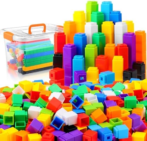 Jenaai 300 Pcs Linking Cubes with Storage Box, Colorful 2cm Math Counting Blocks, Stem Classroom Manipulatives, Back to School Gifts for Preschool Homeschool Teacher Kids(Yellow) by Jenaai