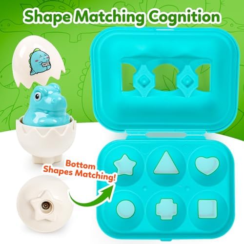 Dinosaur Toys,Egg Toy for Toddlers 1-3,Montessori Sensory Early Educational Learning Shape Matching & Sorting Games Fine Motor Toys Christmas Stocking Stuffers Gifts for Boys Girls - Image 6