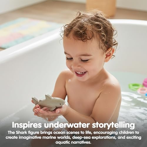 PlanToys® Wooden Shark Bath Toy, Montessori Kids Water Sea Play Set Fun - Image 5